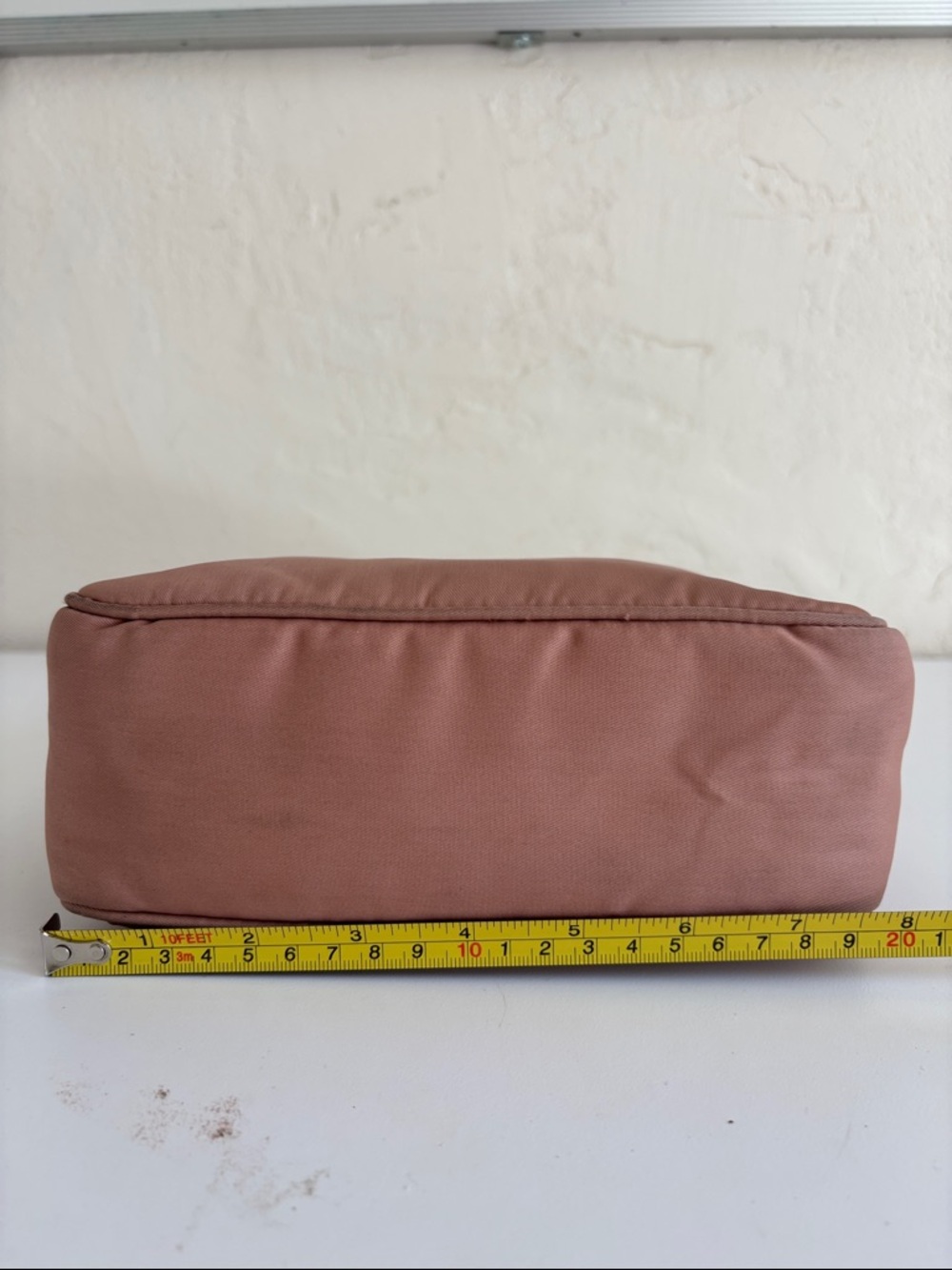 100% Authentic Prada Dusty Rose Nylon Shoulder Bag with Cream Strap - Picture 11 of 16
